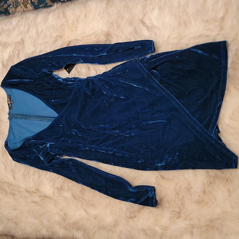 Lulu's blue/green crush velvet bodycon dress